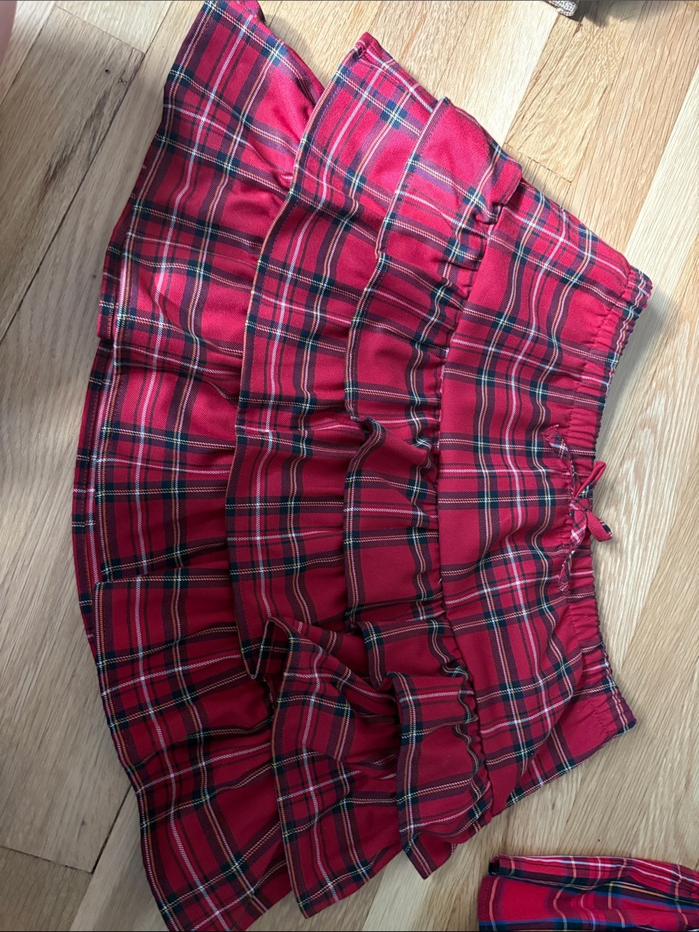 H&M Red Plaid Ruffle Tiered Skirt